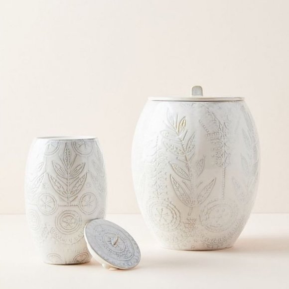 Anthropologie Other - Anthropologie Zizou Canister Ceramic Container Glazed stoneware White